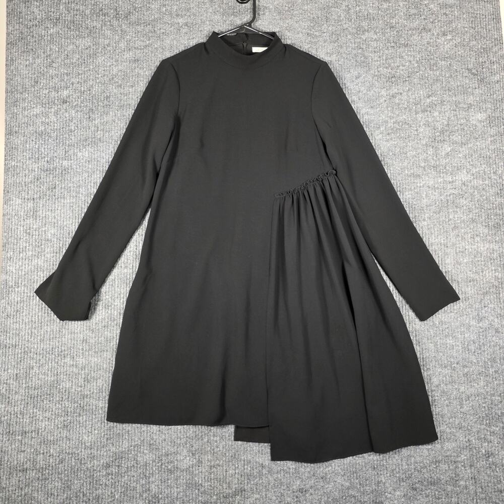 Rachel Roy Black Asymmetrical Dress Women’s Size 4 Long Sleeve Mock Neck Pockets